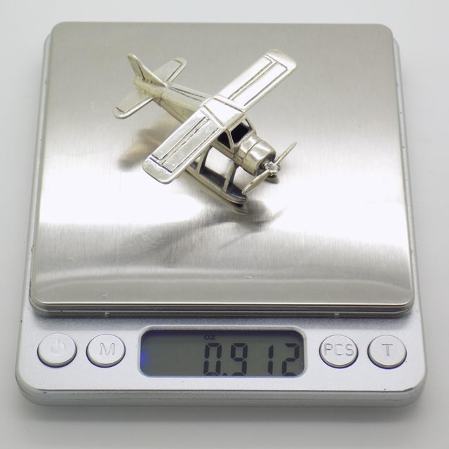 Vintage Italian Handmade Silver Floatplane Seaplane Figurine, Tuscany, Italy, 1980s For Sale - Image 12 of 14