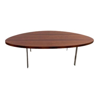 1970s Scandinavian Modern Rosewood and Chrome Oval Coffee Table For Sale