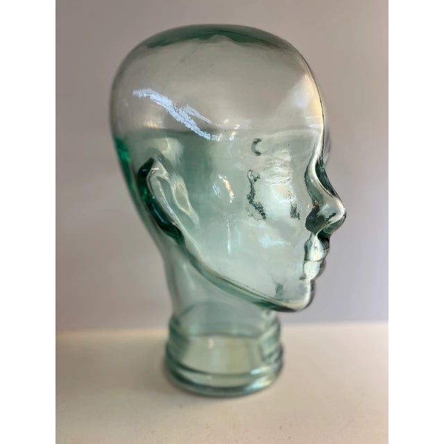1950s Vintage Green Glass Mannequin Head For Sale - Image 5 of 7