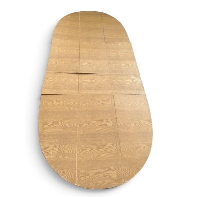 Vintage American Furniture Burl Walnut Oval Expandable Dining Table With 3 Leaves & Original Table Pad For Sale - Image 13 of 13