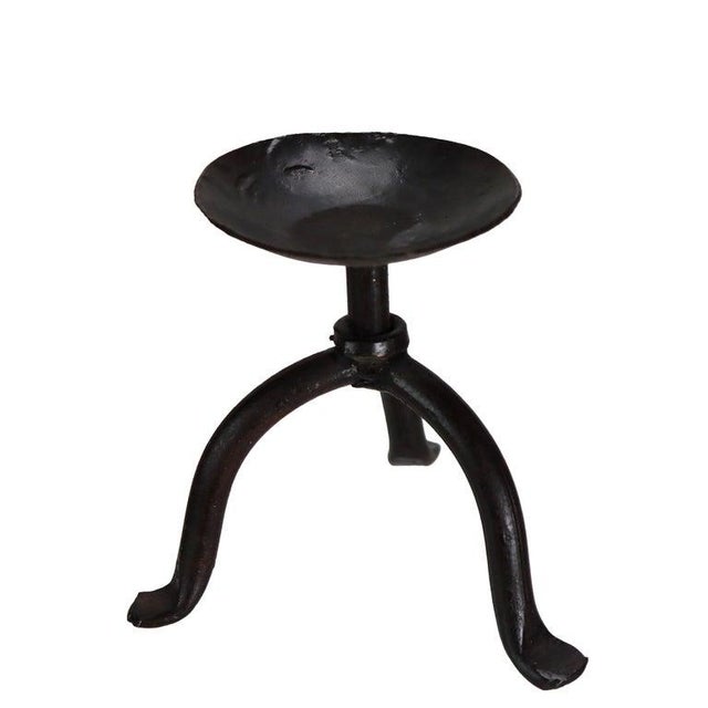 1920s 1920s Navajo Style Black on Black Mexican Blackware Pottery Vase on Wrought Iron Stand For Sale - Image 5 of 6