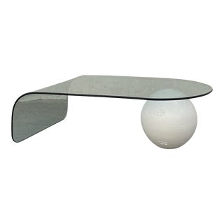 1980s Glass Waterfall and Plaster Sphere Coffee Table For Sale