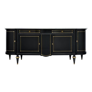 Classic Demilune, Louis XVI Style French Buffet, Ebonized, Circa 1920 For Sale