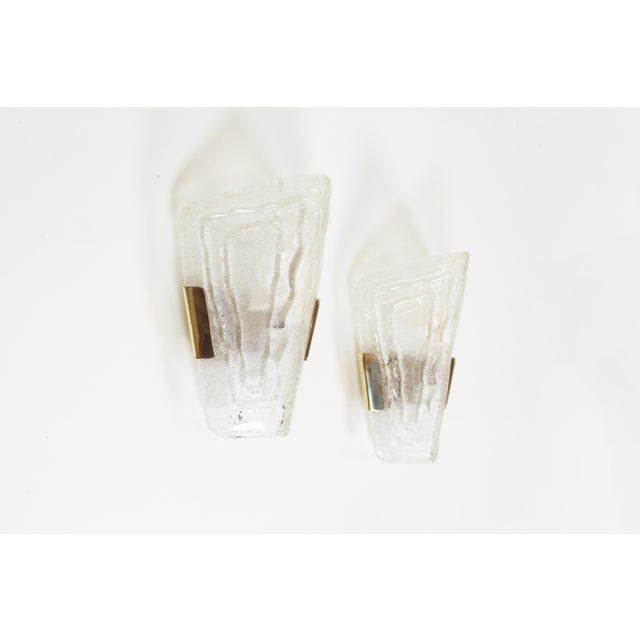 Ice Glass and Brass Wall Lamps from Hillebrand Lighting, 1970s, Set of 2 For Sale - Image 11 of 11