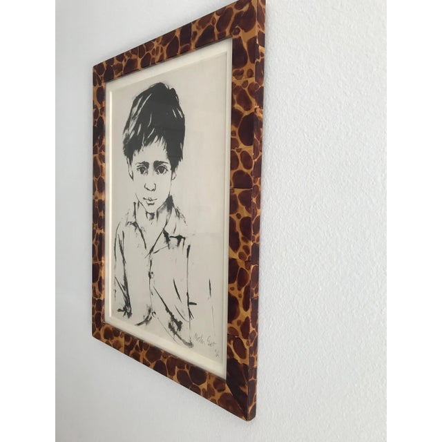 Moshe Gat Lithograph of a Boy in a J. Pocker Animal Print Frame For Sale - Image 4 of 9