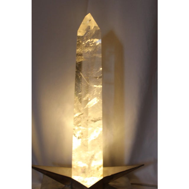 1990s Rock Crystal Point on Silver Base, Lamp For Sale - Image 5 of 9
