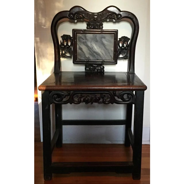 19th Century 19th Century Chinese Qing Carved Hardwood Chair with Inset Dreamstone For Sale - Image 5 of 11