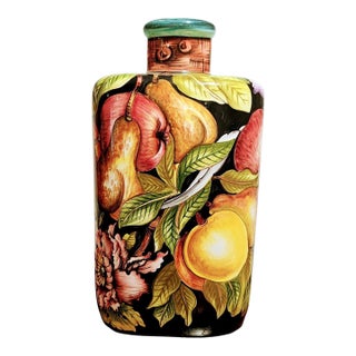 Italian Ceramic Hand Painted Vase Large Bottle For Sale