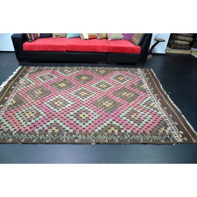 Textile 1960s Turkish Handwoven Kilim Rug For Sale - Image 7 of 10
