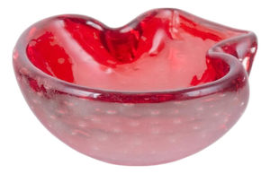 Vintage Decorative Bowl with Organic Form in Red Sommerso Glass, 1960s