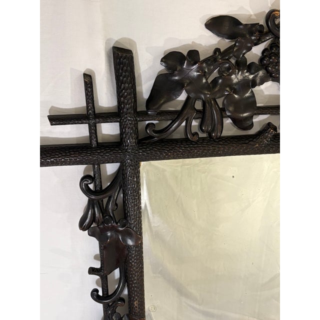 Stunning, Delicate Hand-Carved Antique Black Forest Walnut Mirror 1897 Austria For Sale - Image 9 of 14