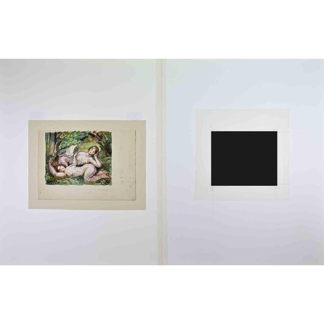 Paul Emile Colin, Two Reclining Nude Women, Mixed Media For Sale - Image 3 of 5