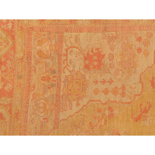 Antique Turkish Oushak Carpet, Handmade Oriental Rug, Gold, Taupe, Shrimp Coral For Sale - Image 17 of 18
