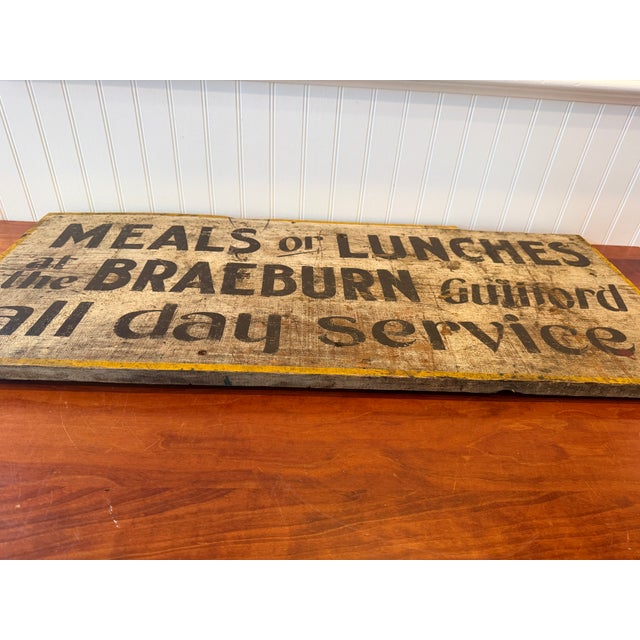 Antique Braeburn Hotel Guilford Maine Painted Wooden Roadside Advertising Sign, C. 1920-1935 For Sale - Image 13 of 18