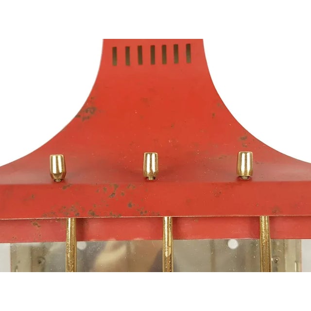 Metal Mid-Century Italian Red Metal and Glass Sconce, 1950s For Sale - Image 7 of 11