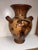 Large ceramic vase with painted handles, height 38 cm, width 29 cm, depth 25 cm