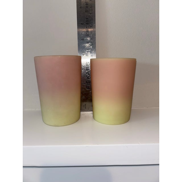 Victorian 19th Century Victorian Mt. Washington Glass Co. Burmese Uranium Art Glass Tumblers - A Pair For Sale - Image 3 of 4