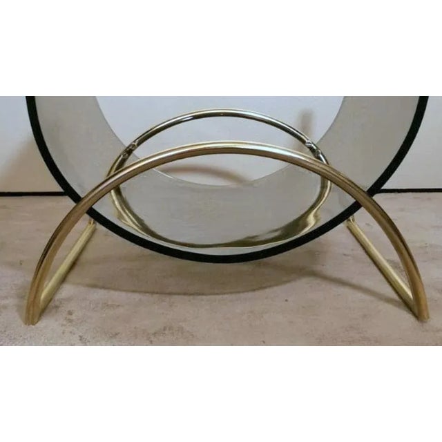 Gold Smoked Crystal and Brass Magazine Rack attributed to Gallotti & Radice, 1975 For Sale - Image 8 of 13