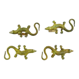 Gilt Bronze Lizards or Salamanders Mounted on Later Metal Brackets as Curtain Tie Backs - Set of 4