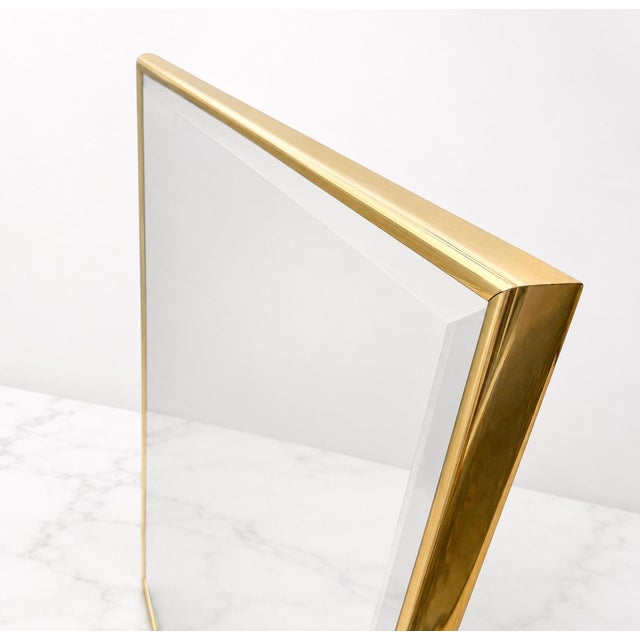 Hollywood Regency Thin Brass Frame Wall Mirror For Sale - Image 4 of 8