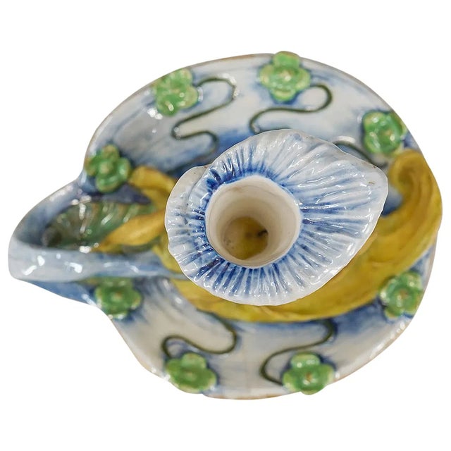 Art Nouveau Ernst Wahliss Chamberstick, c.1900, Art Nouveau Figural Lily Pond Candlestick For Sale - Image 3 of 5