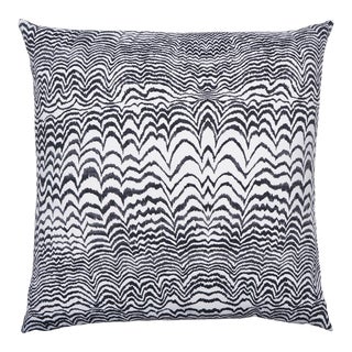 Schumacher x Trina Turk Ink Wave Print Indoor/Outdoor Pillow 20" in Black For Sale