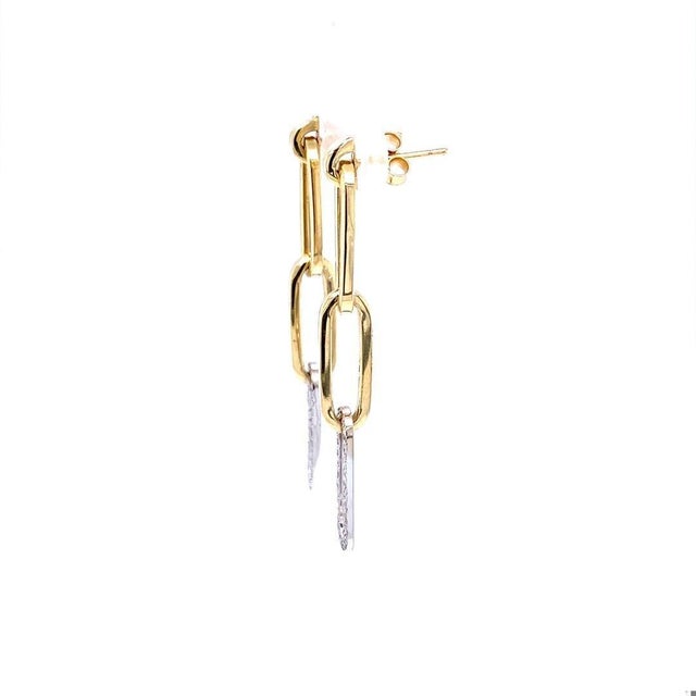 Early 21st Century Paperclip Diamond Earrings in Yellow Gold - 2 Pieces For Sale - Image 5 of 6