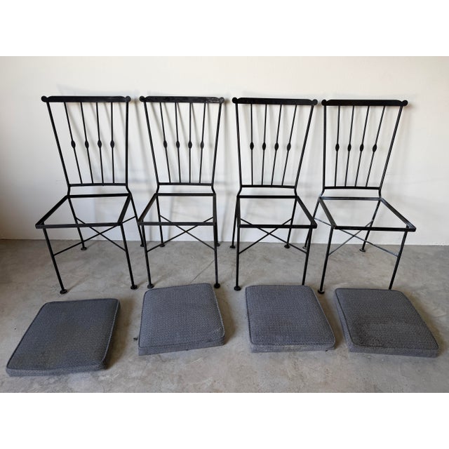 1970s Vintage Black Painted Metal Outdoor Garden Dining Chairs – Set of 4 For Sale - Image 10 of 12