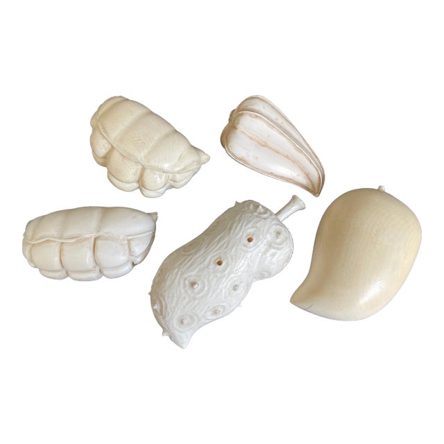 Antique African Carved Exotic Fruits - Set of 5 For Sale