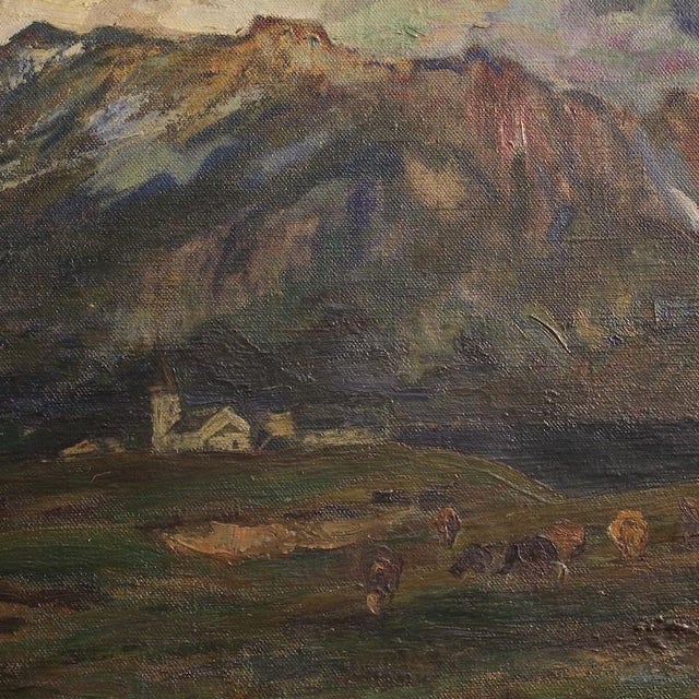 Italian School, Mountain Landscape, 1880, Oil on Canvas For Sale - Image 10 of 16