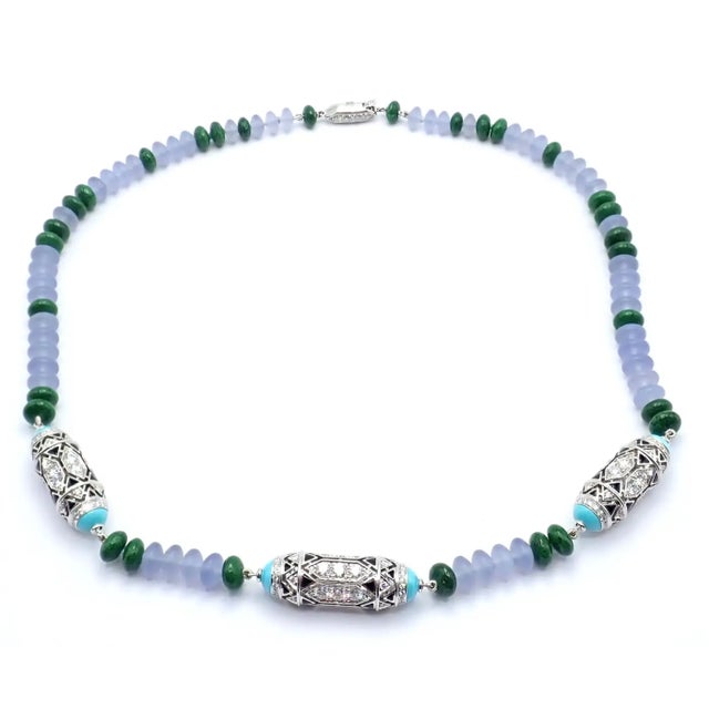 Cartier Cartier High Jewelry Géometrie & Contrastes Emerald Turquoise White Gold Necklace For Sale - Image 4 of 17