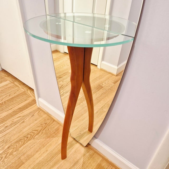 1990s Full Length Floor Mirror W/ Integrated Console Table Surfboard Shape For Sale In Washington DC - Image 6 of 12