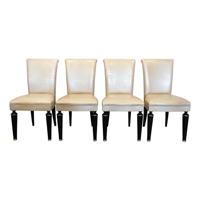 Transoceanic Faux Leather Dining Chairs, 2020, Set of 4 For Sale