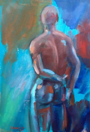 Contemporary Original Expressionist Man Figurative Painting by Valeriya Serova
