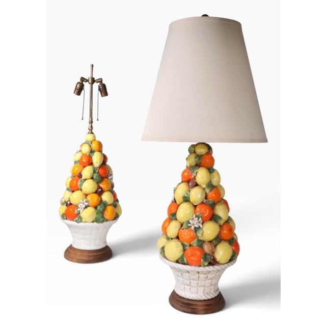 Mid 20th Century Assembled Pair of Italian Majolica Fruit Lamps - a Pair For Sale - Image 13 of 18
