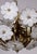 Gilded Metal and Glass Flower 4-Light Chandelier, 1990s For Sale - Image 4 of 12