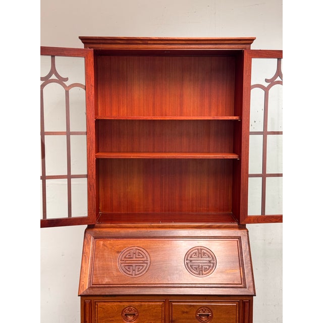 1970s Chinese Rosewood Secretary Desk Cabinet, Circa 1970's For Sale - Image 5 of 12