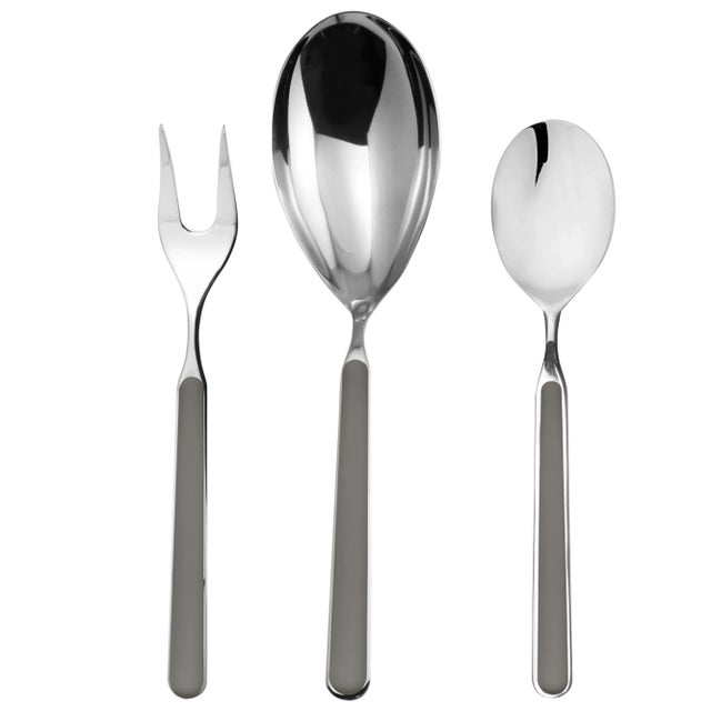 Contemporary Mepra Fantasia 3-Piece Serving Set, Vicuna Gray For Sale - Image 3 of 3