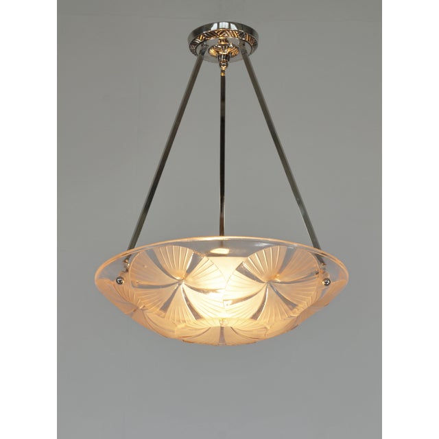 1930s French Art Deco Pendant Light by Francis Hubens & Degue - 1930 France For Sale - Image 5 of 13