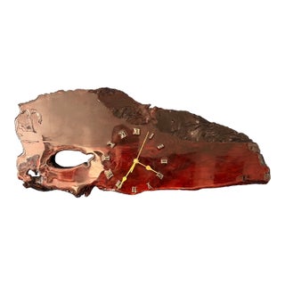 1960’s Rustic Burl Edge Slab Wall Clock For Sale