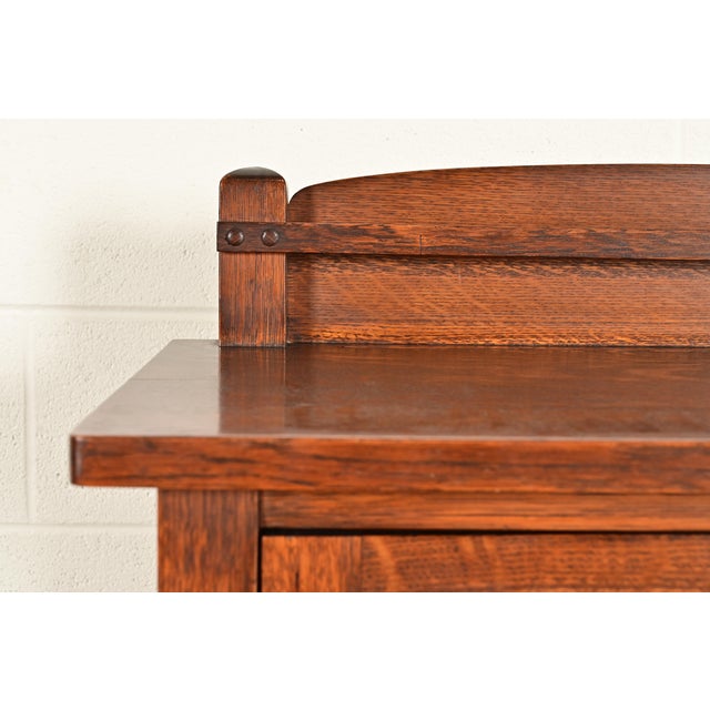 Wood Limbert Antique Mission Oak Arts & Crafts Bookcase or China Cabinet, Circa 1910 For Sale - Image 7 of 15