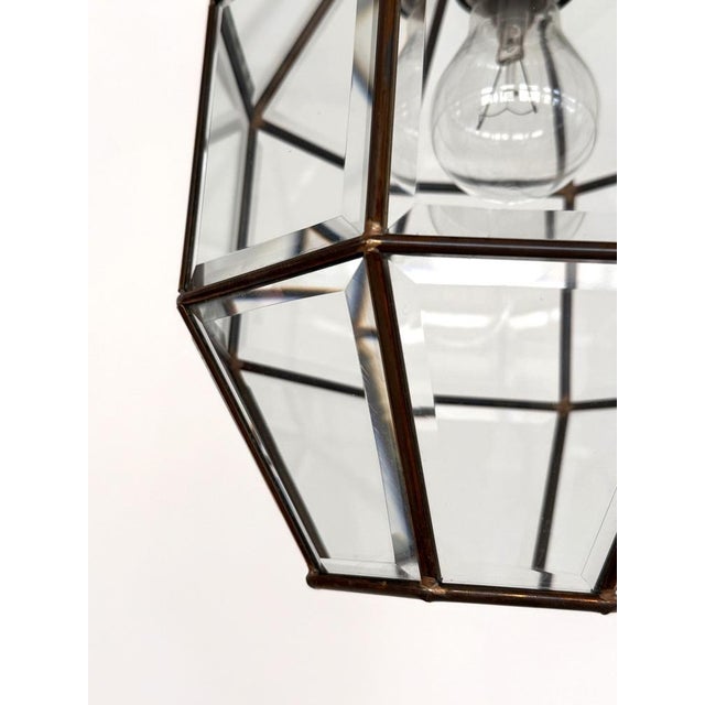 Metal Italian Brass and Cut Glass Pendant Lamp, 1960s For Sale - Image 7 of 13