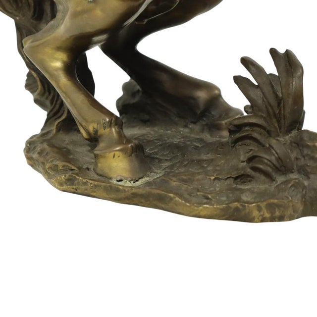 Vintage Feng Shui Bronze Rearing Horse Statue, 1950s For Sale - Image 9 of 16
