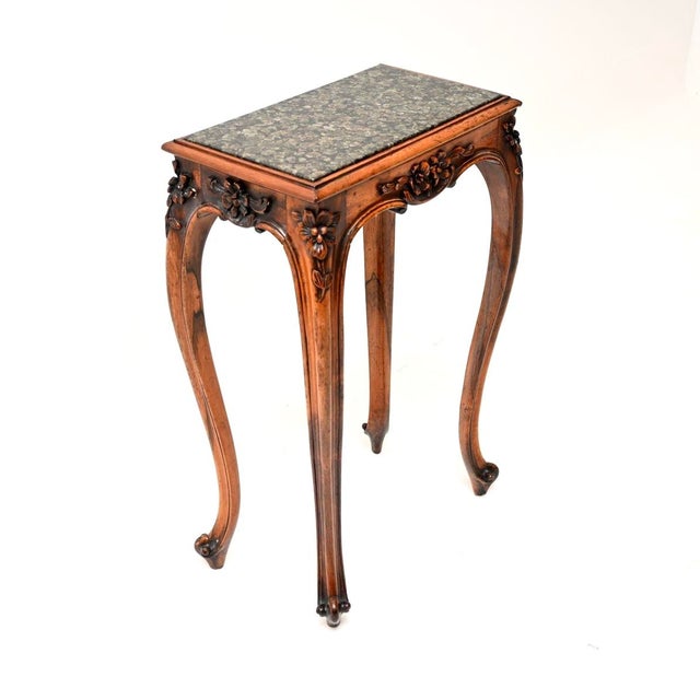Antique Side Table with Carved Marble Top, 1840 For Sale - Image 3 of 11