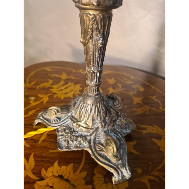 1900 - 1909 Italian Brass Lamp with Tulip Shade, 1900s For Sale - Image 5 of 8