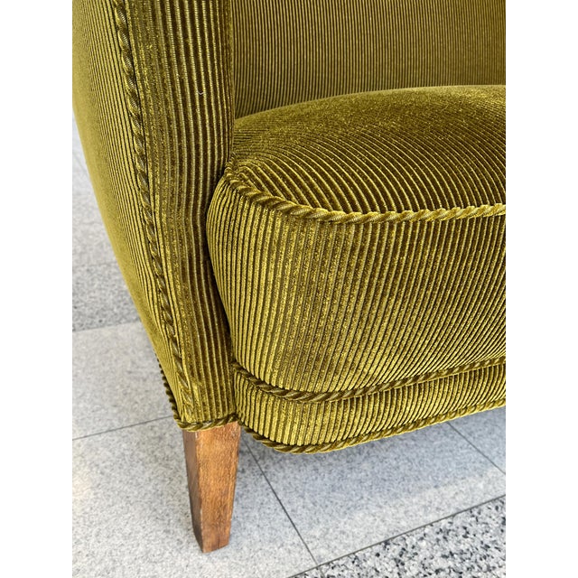 1940s Nanna Ditzel Style Danish Settee, Reupholstered in Green Corduroy For Sale - Image 12 of 14