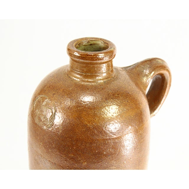 Cinnamon Late 1800's Rare French Stoneware Mineral Water Bottle Seltzer Jug Lion Stamp For Sale - Image 8 of 13