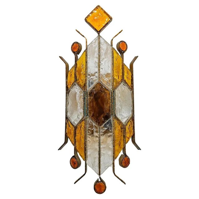 Brutalist Sconce in Hammered Glass attributed to Biancardi and Jordan Arte, Italy, 1970s For Sale - Image 10 of 10