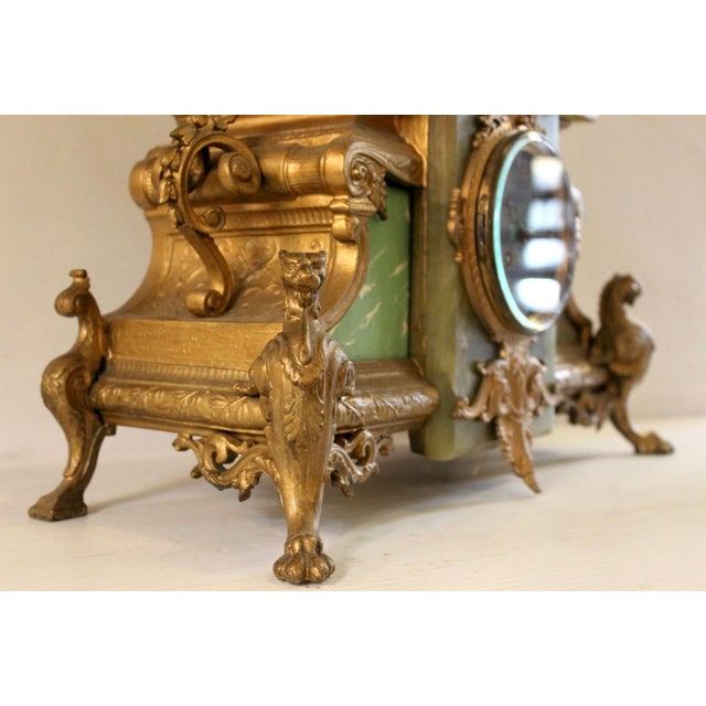 Antique French Alabaster Clock "La Walkyrie" by Ernest Rancoulet (1875-1915) For Sale - Image 4 of 10