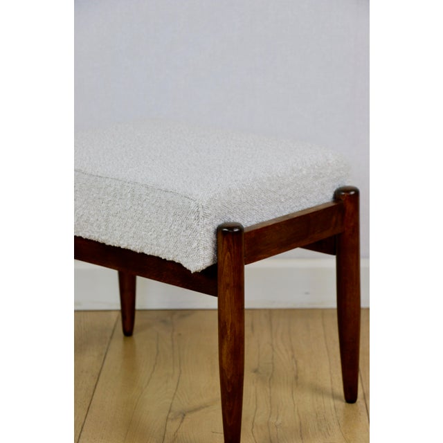 Wood Cream Bouclé Ottoman from Edmund Homa, 1970s For Sale - Image 7 of 10